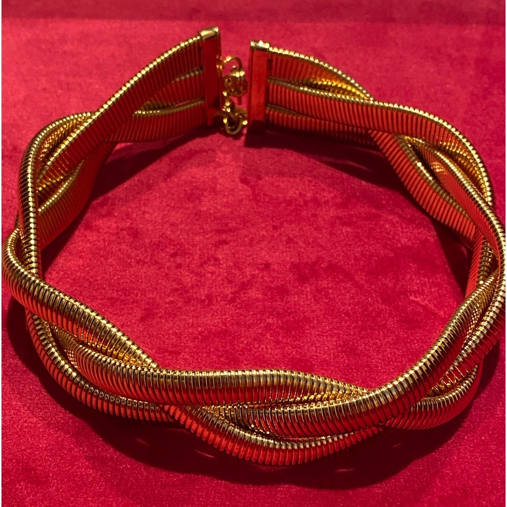 18k Gold Plated Interwoven Choker Necklace